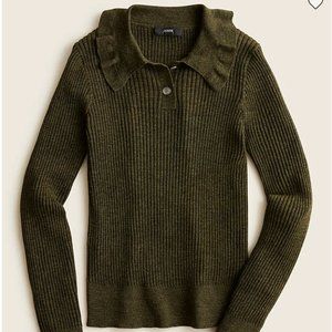 J.Crew Ruffle-collar ribbed merino wool sweater